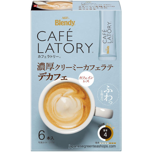 AGF Blendy Cafe Latory Rich Creamy Caffe Latte Decaf 6 Sticks