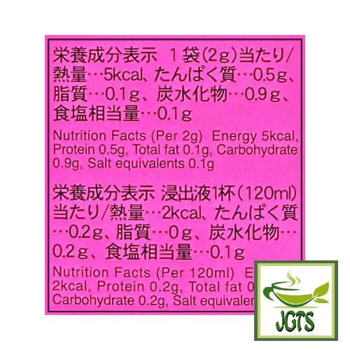 Fukujuen Sakura Sencha - Nutrition information