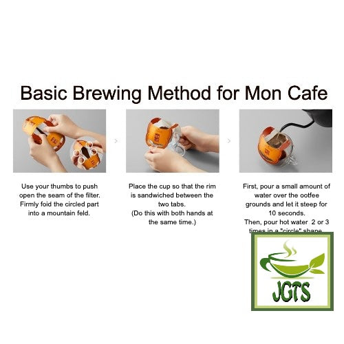 Kataoka Drip Coffee Mon Cafe Decaffeinated Blend - Instructions to brew moncafe coffee