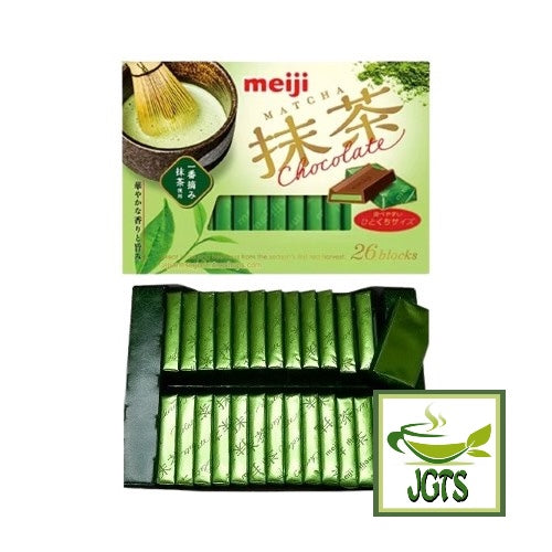 Meiji Matcha Chocolate - Open box of matcha chocolate