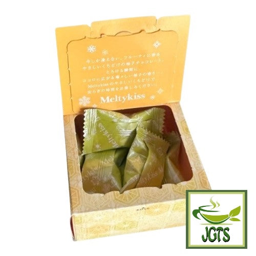 Meiji Melty Kiss Fresh and Fragrant Yuzu (Seasonal) - Open box with pieces