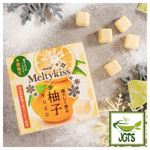 Meiji Melty Kiss Fresh and Fragrant Yuzu (Seasonal) - Package and chocolate