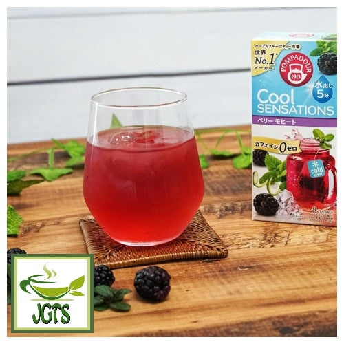 Pompadour Cool Sensation Berry Mojito Tea Bags - Fresh brewed in glass