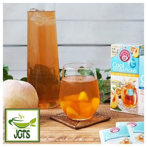 Pompadour Cool Sensation Peach & Passion Fruit Tea Bags - Fresh brewed in glass