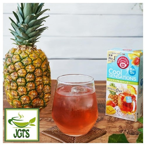 Pompadour Cool Sensation Pineapple & Mango Tea Bags - Fresh brewed in glass